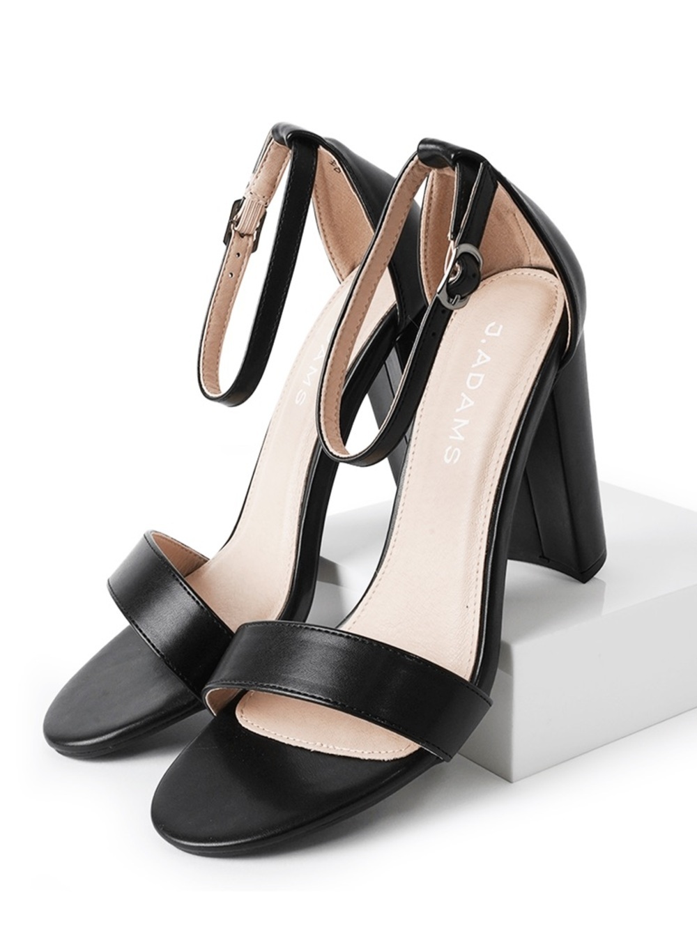 J.ADAMS Shirley Black Block Heel Sandal /Wedding Guest Cocktail Prom Formal NWT